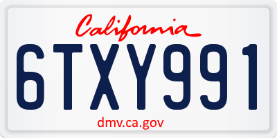 CA license plate 6TXY991