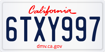 CA license plate 6TXY997