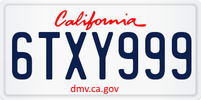 CA license plate 6TXY999