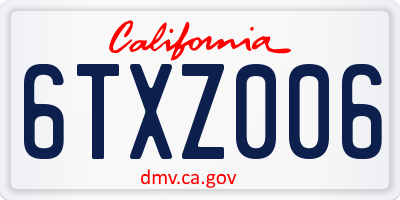 CA license plate 6TXZ006