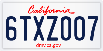 CA license plate 6TXZ007