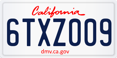 CA license plate 6TXZ009