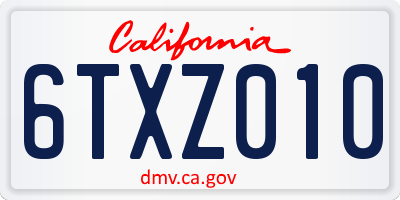 CA license plate 6TXZ010