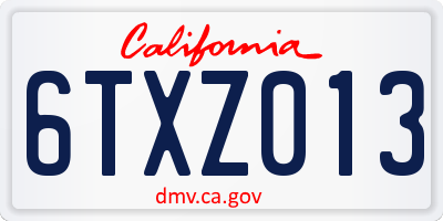 CA license plate 6TXZ013