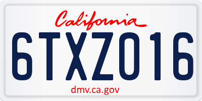 CA license plate 6TXZ016