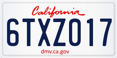 CA license plate 6TXZ017