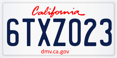 CA license plate 6TXZ023