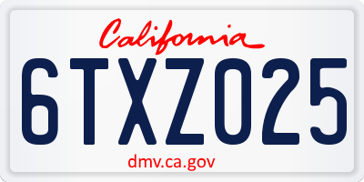 CA license plate 6TXZ025
