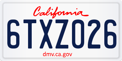 CA license plate 6TXZ026