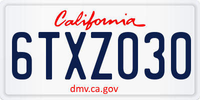 CA license plate 6TXZ030