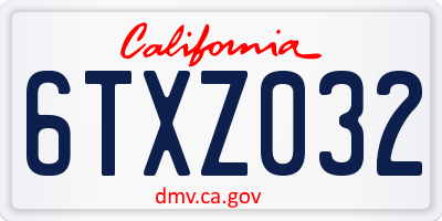 CA license plate 6TXZ032