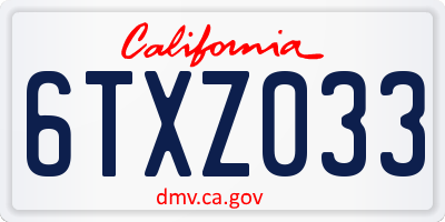 CA license plate 6TXZ033