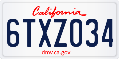 CA license plate 6TXZ034