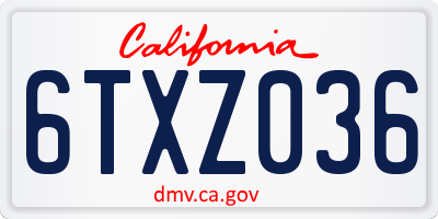 CA license plate 6TXZ036