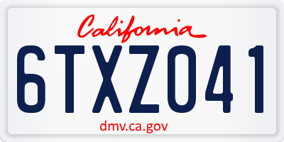 CA license plate 6TXZ041