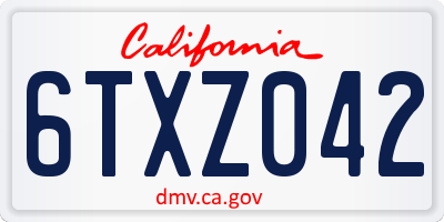 CA license plate 6TXZ042