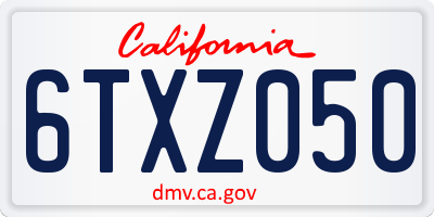CA license plate 6TXZ050