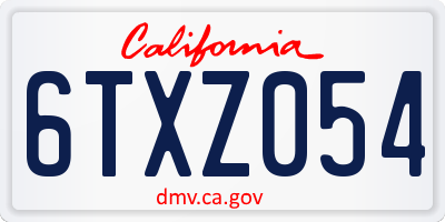 CA license plate 6TXZ054