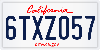 CA license plate 6TXZ057