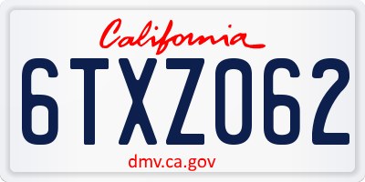 CA license plate 6TXZ062