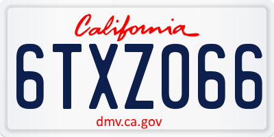 CA license plate 6TXZ066