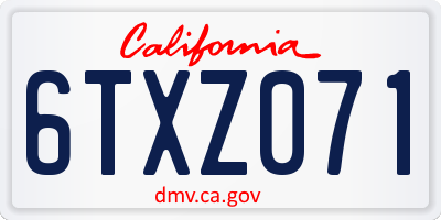 CA license plate 6TXZ071