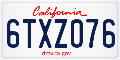 CA license plate 6TXZ076
