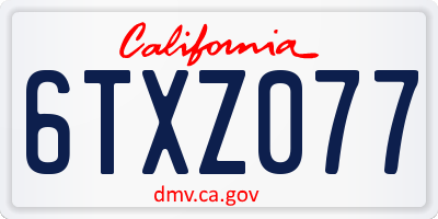 CA license plate 6TXZ077