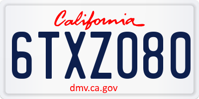 CA license plate 6TXZ080