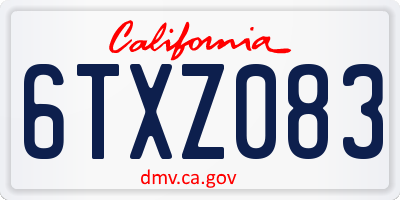 CA license plate 6TXZ083
