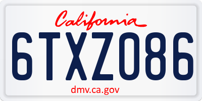 CA license plate 6TXZ086