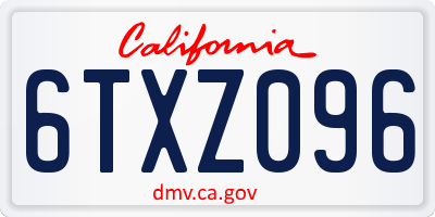 CA license plate 6TXZ096