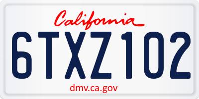 CA license plate 6TXZ102