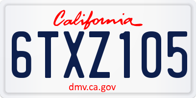 CA license plate 6TXZ105