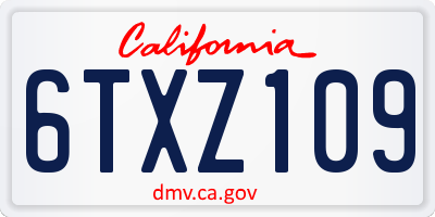 CA license plate 6TXZ109