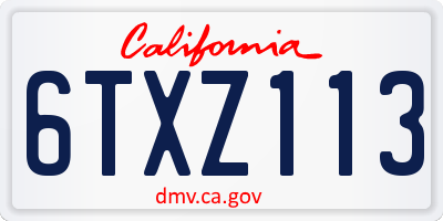 CA license plate 6TXZ113