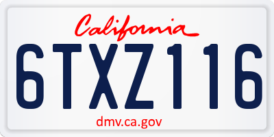 CA license plate 6TXZ116