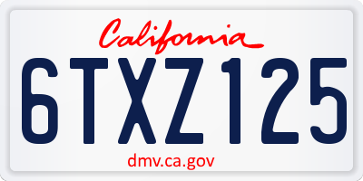 CA license plate 6TXZ125