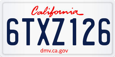 CA license plate 6TXZ126