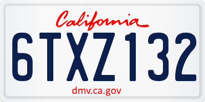 CA license plate 6TXZ132