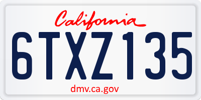 CA license plate 6TXZ135