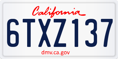 CA license plate 6TXZ137