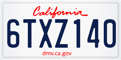 CA license plate 6TXZ140