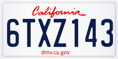 CA license plate 6TXZ143