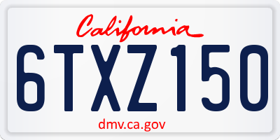 CA license plate 6TXZ150