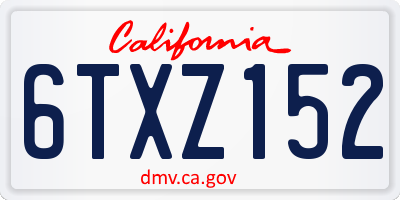 CA license plate 6TXZ152