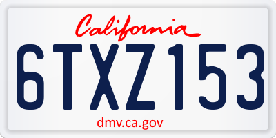 CA license plate 6TXZ153