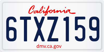 CA license plate 6TXZ159