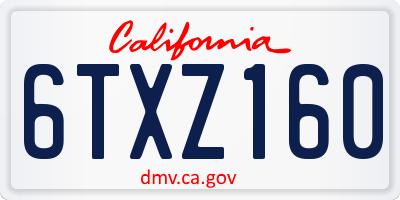 CA license plate 6TXZ160