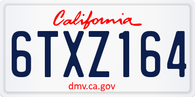 CA license plate 6TXZ164